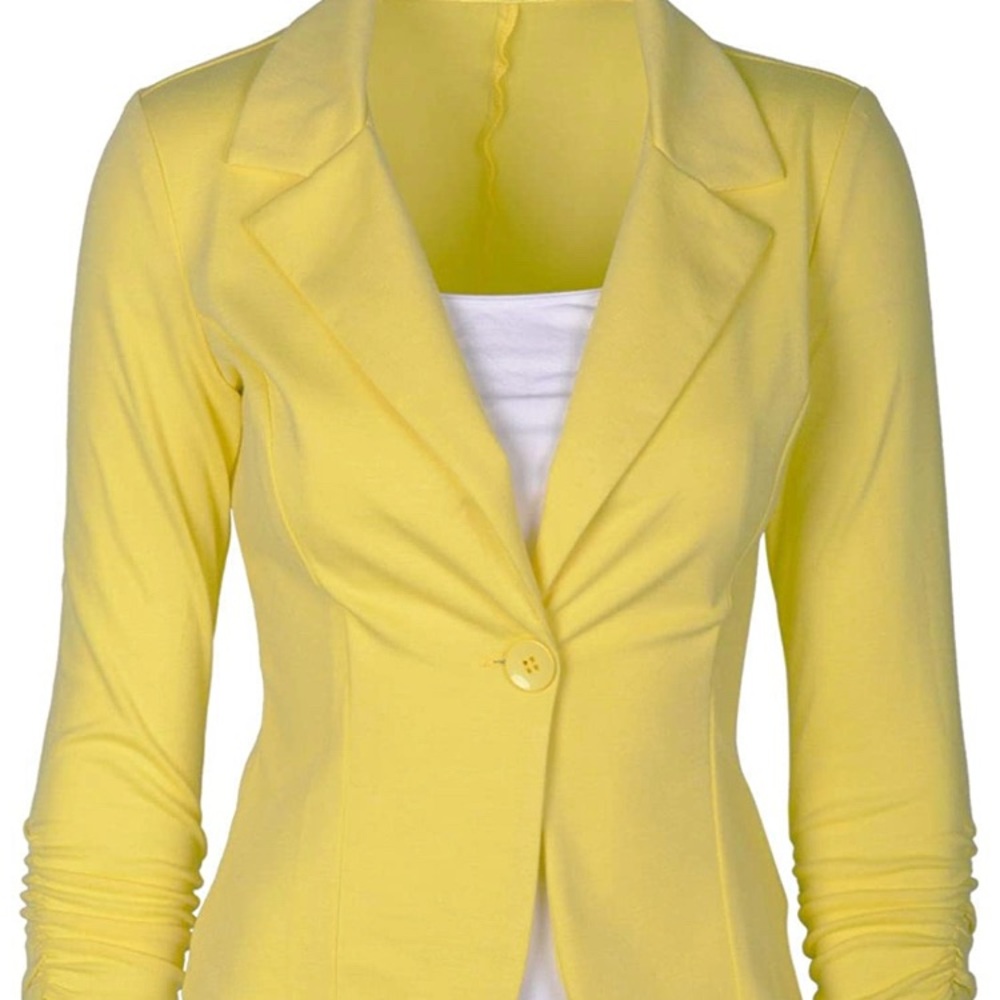 On sale! stretch one button 3/4 sleeve blazer